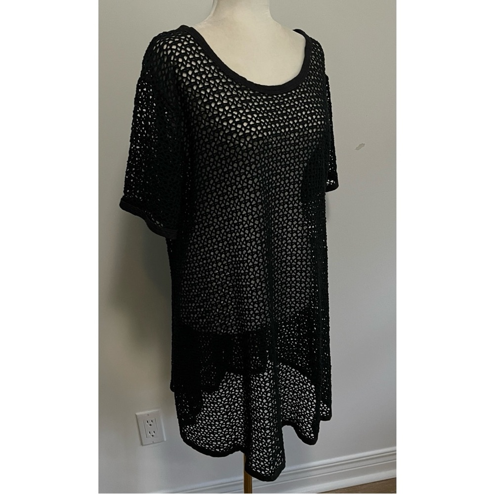🇨🇦Retro big hole diamond net long tunic or short dress black- versatile style - Picture 10 of 16
